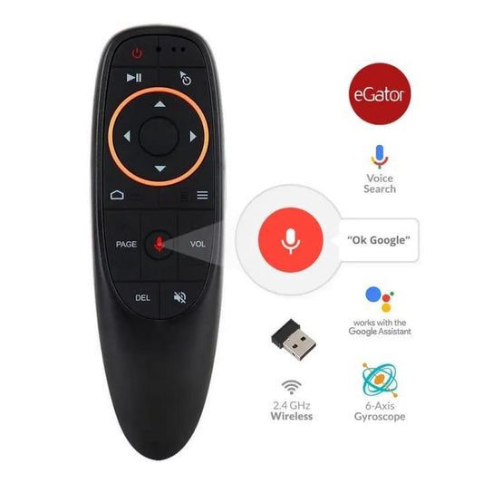 G10 Wireless Air Mouse Remote Control with Voice Option - Portable Black Design