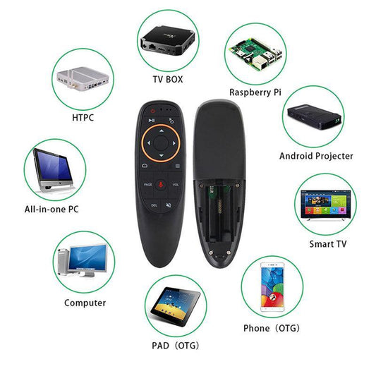 G10 Wireless Air Mouse Remote Control with Voice Option - Portable Black Design