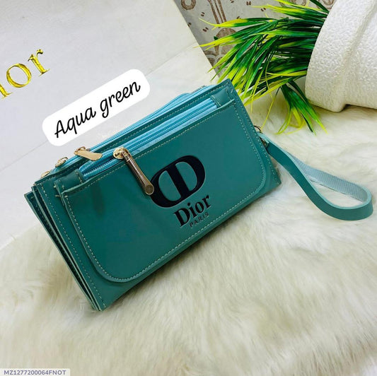 4 Zipper Luxury Wallet For Women Aqua Green